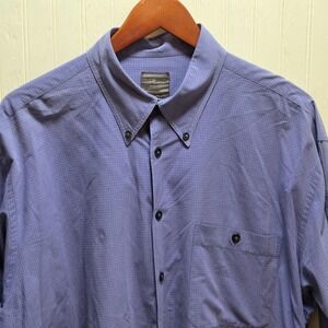 Scott Barber Shirt Mens Large Blue Check Long Sleeve Button Down Cotton Casual